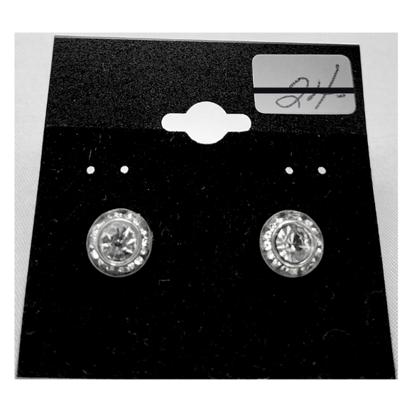 NEW Round Crystal Stud Earrings - Picture 1 of 7